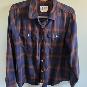 Marmot Blue and Rust Plaid Button-Up Shirt